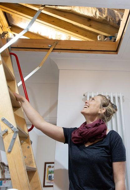 Woman looking into her loft