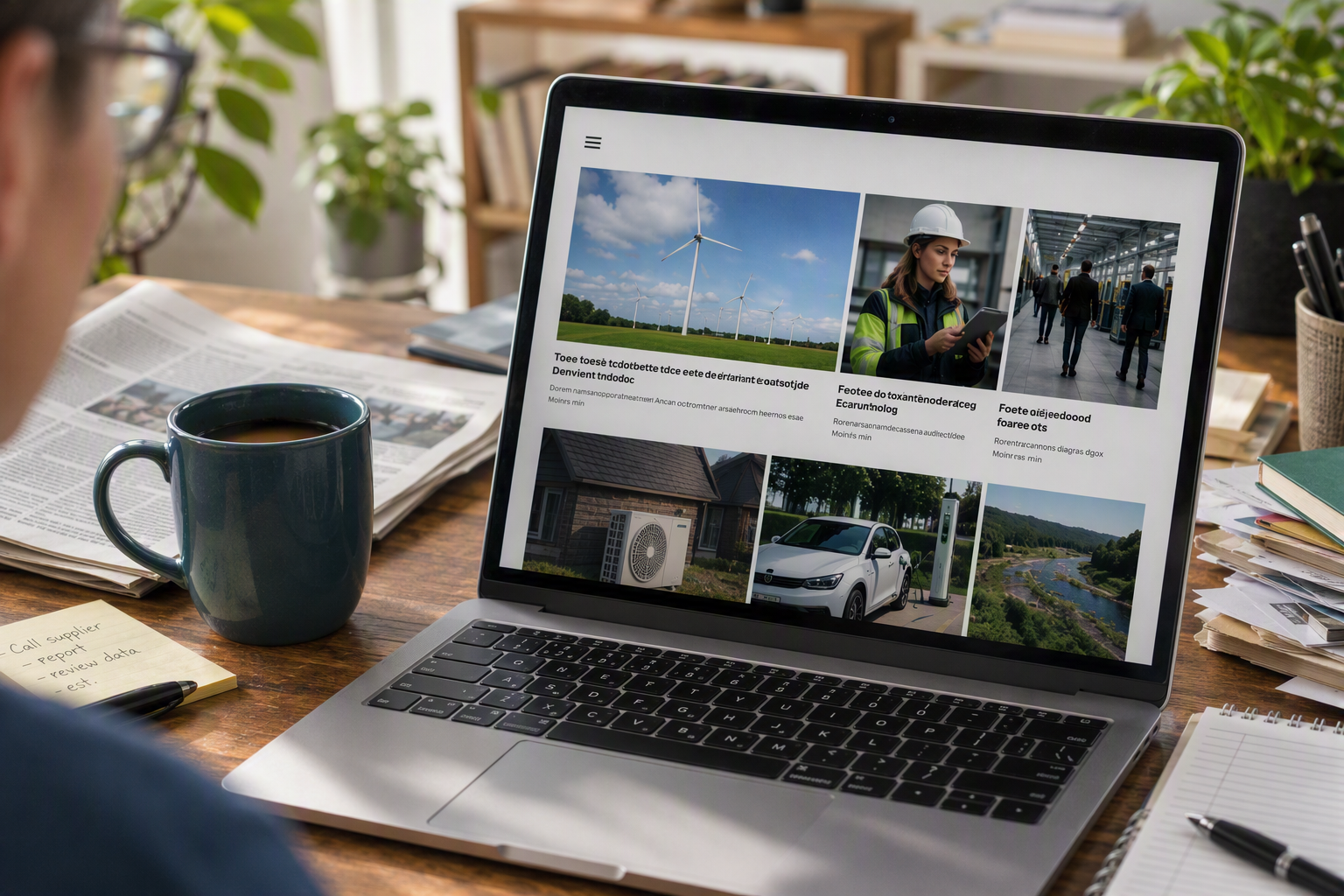 laptop with online energy news page