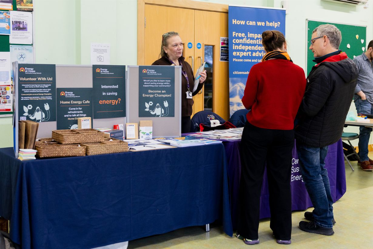 People attending a home energy event