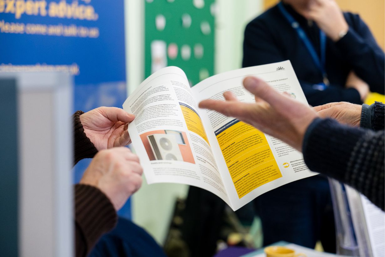 People going through energy information