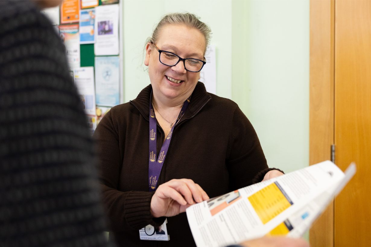 Jo advising a member of the public