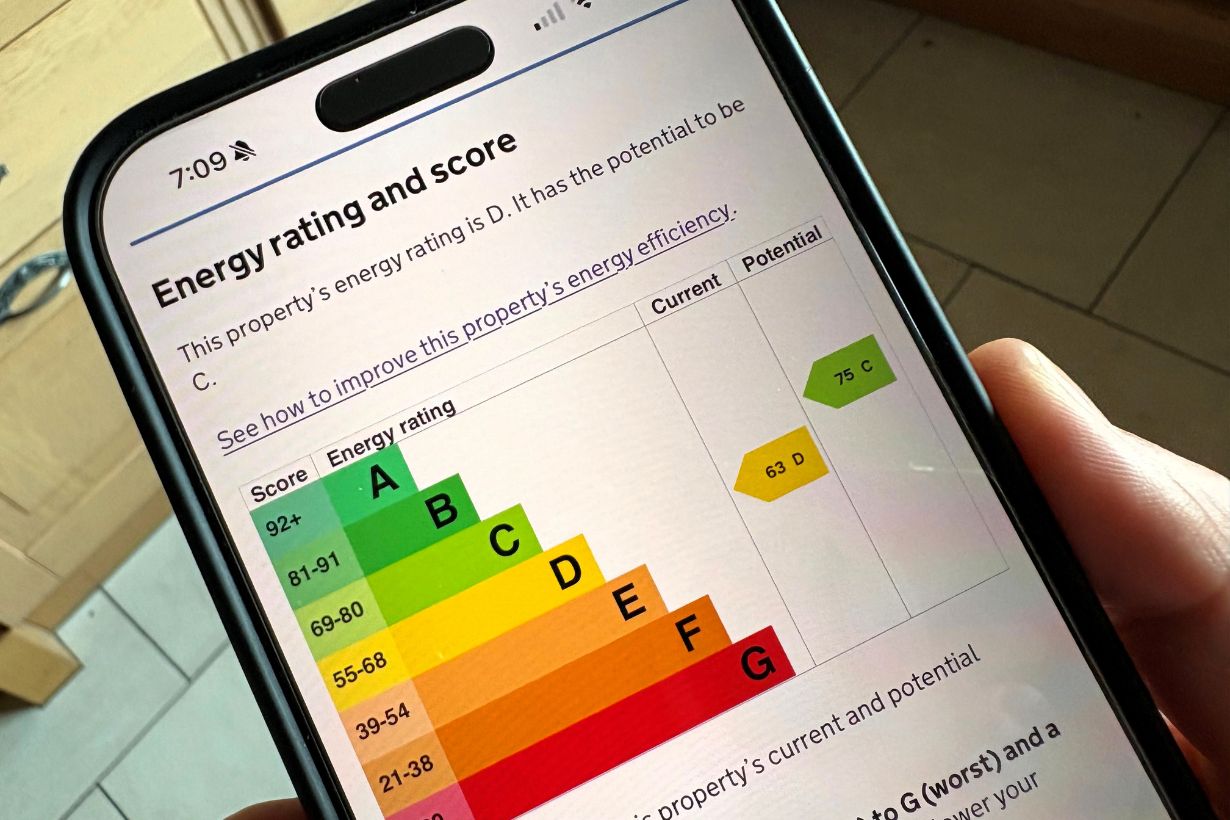 Viewing an Energy Performance Certificate on a mobile phone